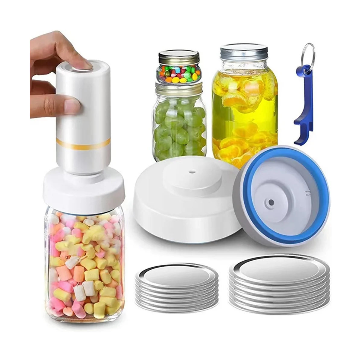 เครื่องซีลสูญญากาศไฟฟ้า USB 11ชิ้น, อุปกรณ์ซีลสูญญากาศปลอดภัยซีลกระป๋องปากกว้างกันมลพิษ