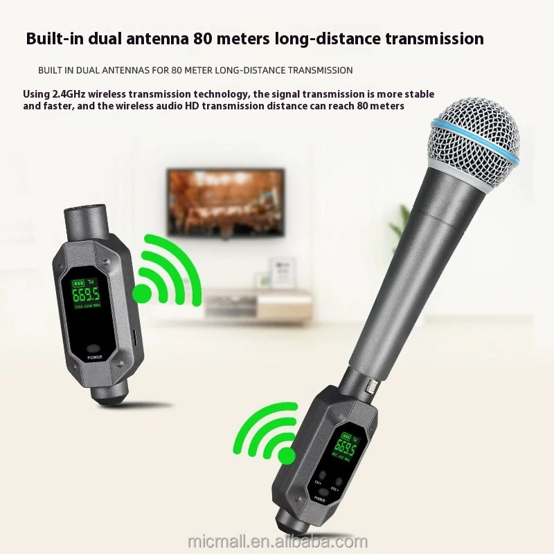 2026 Audio Wired To Wireless Converter Wired Signal Reception Transmission Capacitance Dynamic Coil Microphone To Wireless