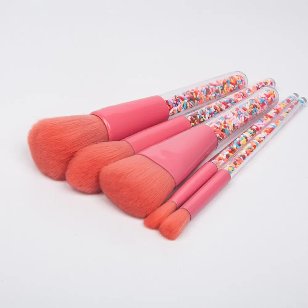 Fluffy Makeup Brushes Set candy color Soft Hair Loose Powder Brush Kabuki Brush Goat Hair Eye Cosmetic Brushes Kit Makeup Tools