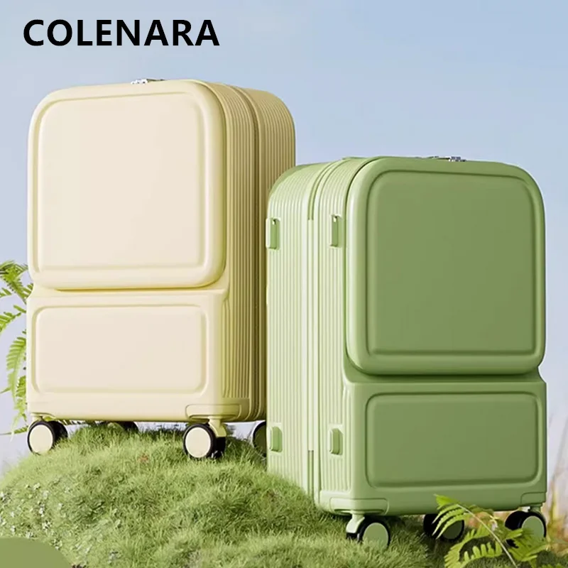 

KLQDZMS Laptop Suitcase Front Opening Boarding Case USB Charging Multifunctional Trolley Case 20“22”24"26 Inch Cabin Luggage