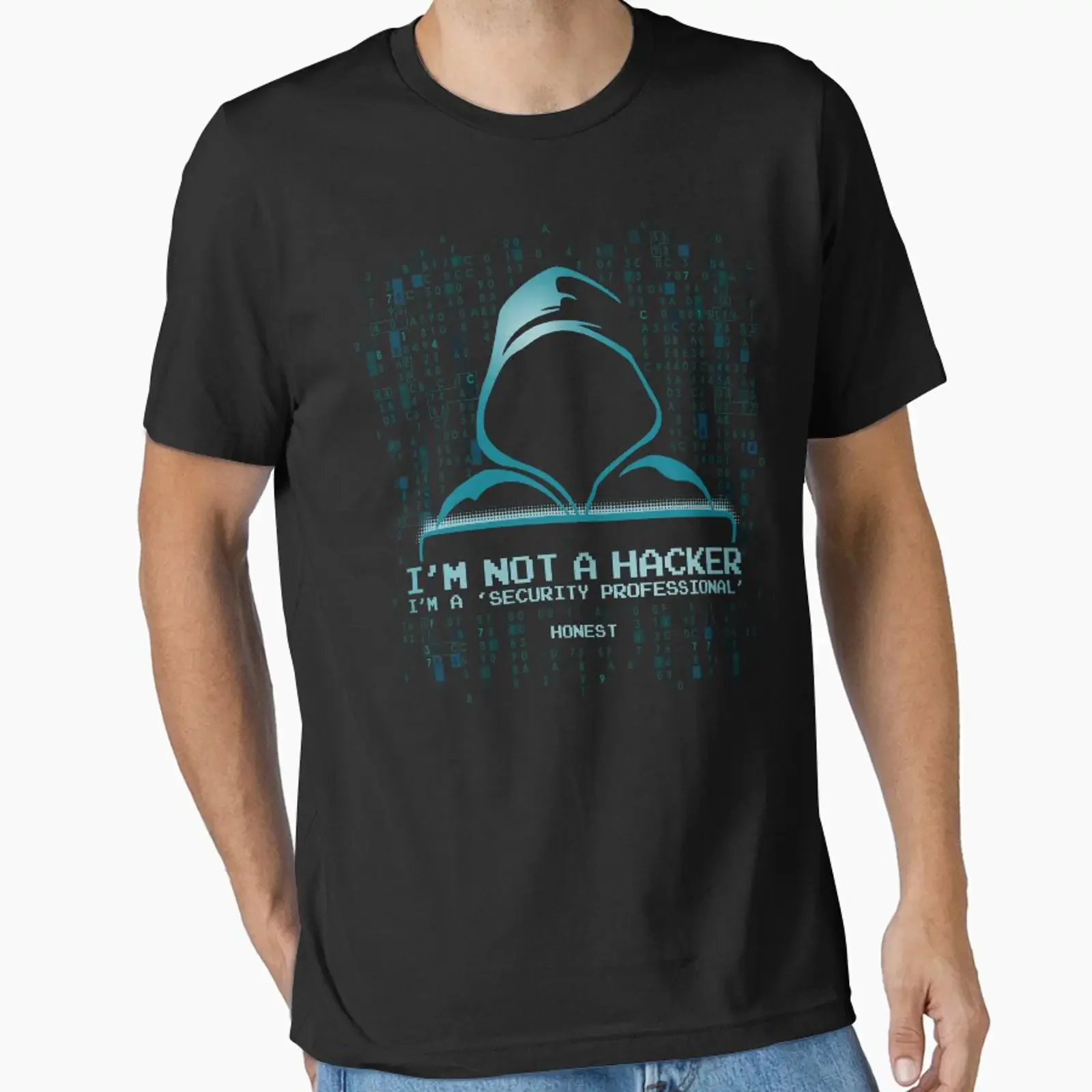 Je ne suis pas un hacker, je suis un professionnel de la sécurité. T-shirt essentiel de cybersécurité, vintage, délavé, confortable, extensible, unisexe.