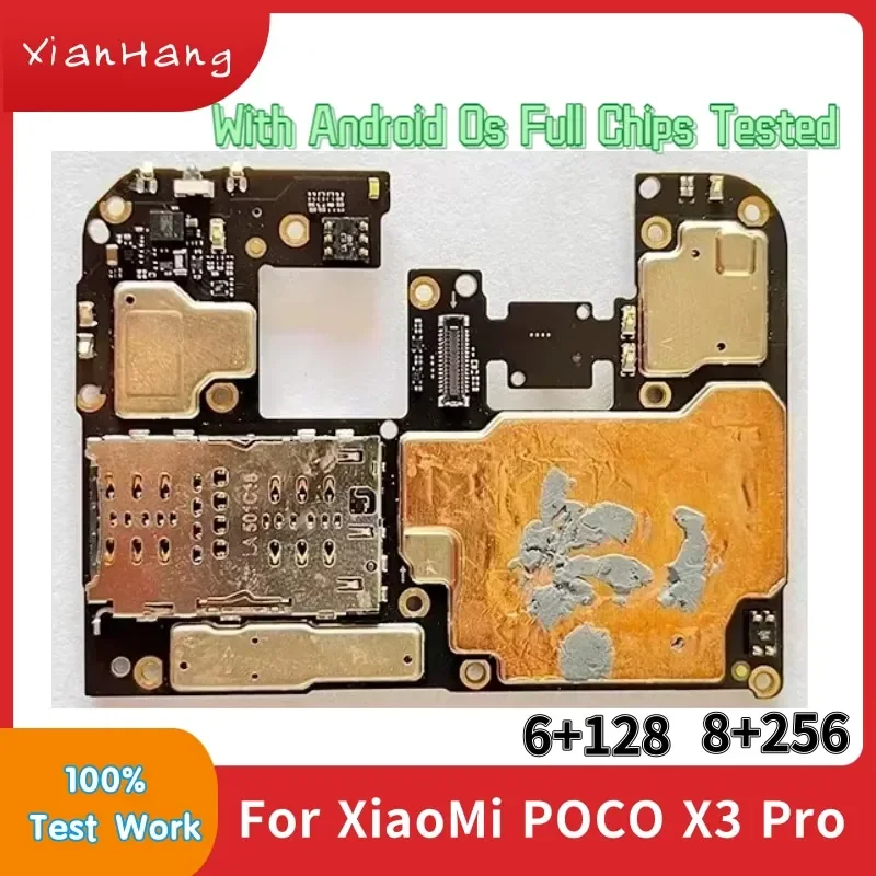 100% разблокированная материнская плата для XiaoMi Mi POCO X3 Pro, материнская плата, логическая плата 128 ГБ, 256 ГБ ПЗУ, полный чип с установкой Google