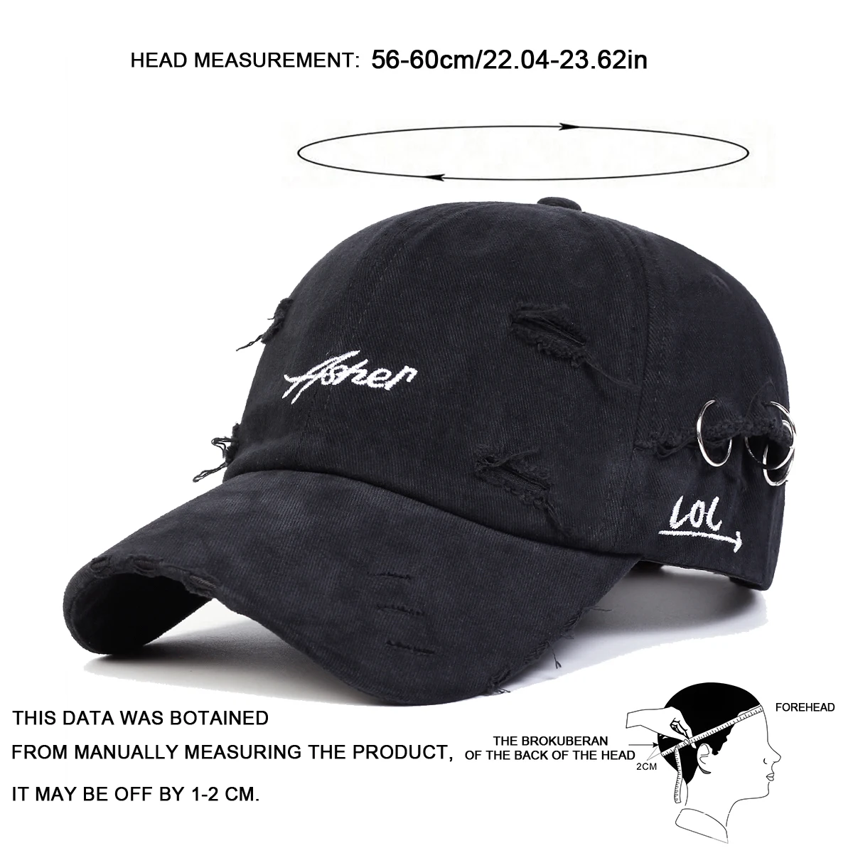 Unisex Asher Stickerei Loch-Eisenring Baseballkappen Frühling Herbst Outdoor Sonnenschutz Hut Verstellbare Lässige Trucker-Mützen – Detail 11