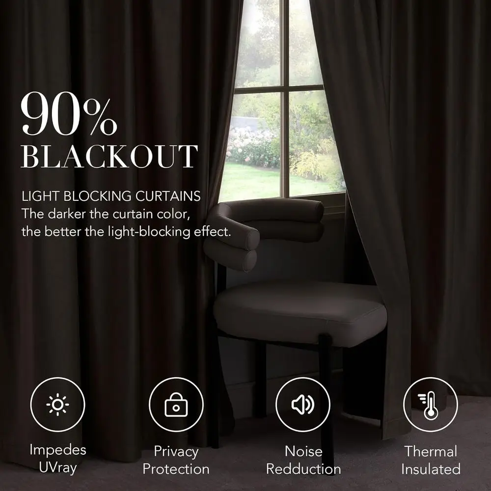 Beigefarbene Samtvorhänge für Wohnzimmer, 96 lang, 2-teiliges Set, Tülle oben, weich, raumverdunkelnd, 52 B x 96 L