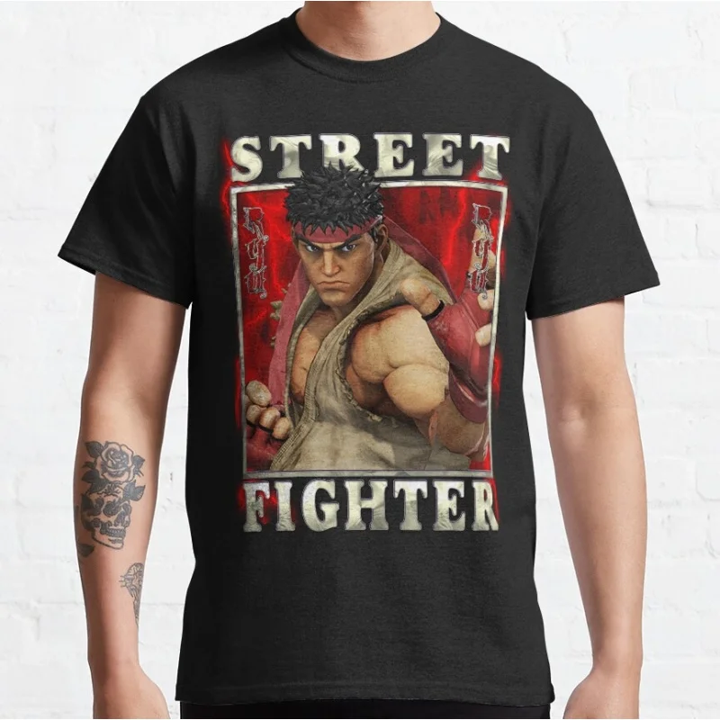 

Ryu SFSF5 80s Combat Street fighter Gift t shirt Retro Arcade game Graphic Tee Y2K Clothes 100% cotton Large size Tops
