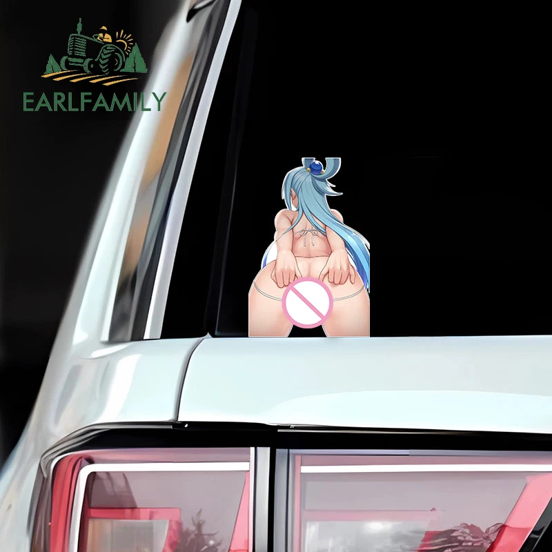 EARLFAMILY-calcomanía de Anime Sexy para coche, 13x10,1 cm, Lalatina, polvo, Hentai, NSFW, Aqua Megumin