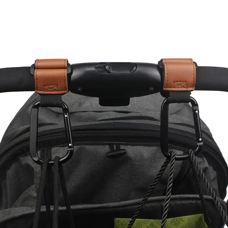 

2cs PU Leather Baby Bag Stroller Hook Rotatable Cart Organizer Pram Hook Pram Rotate 360 Degree Stroller Accessories