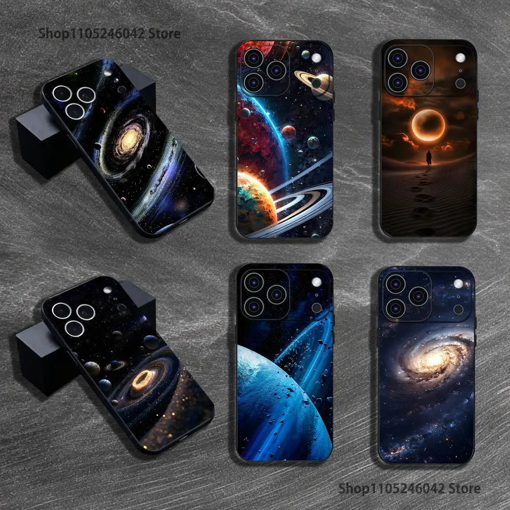 

Space For Galaxy Universe Wear-resistant Phone Case For iPhone 17,16,15,14,13,12,11,Pro,XS,Max,XR,Plus Black Soft Cover