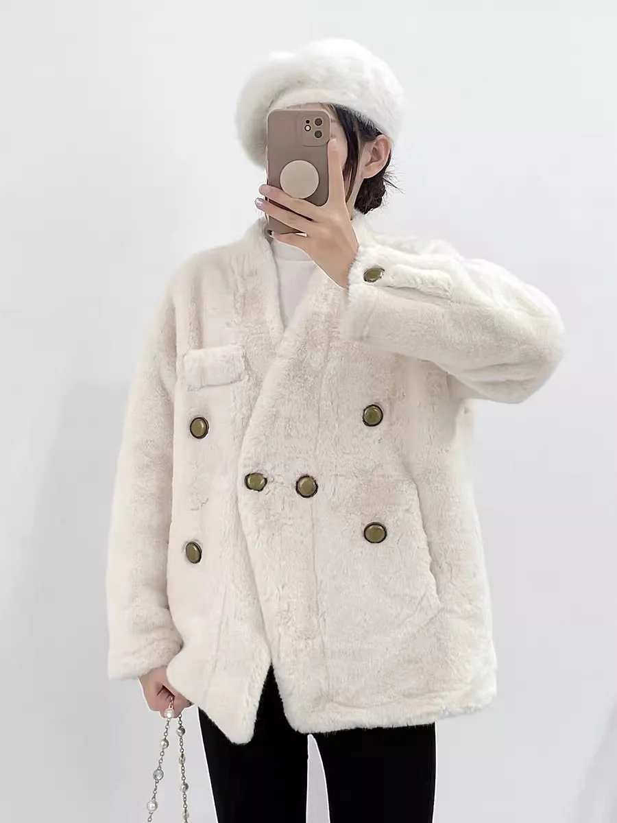 2025 ملابس نسائية معطف فرو المنك فو شتاء جديد 1116