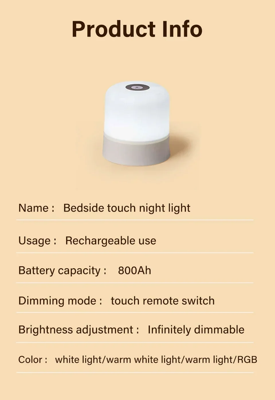 LED Table Lamp With Remote Dimmable Bedside Lamp For Bedroom Tricolor RGB 16Color Change Touch Night Light Rechargeable Portable