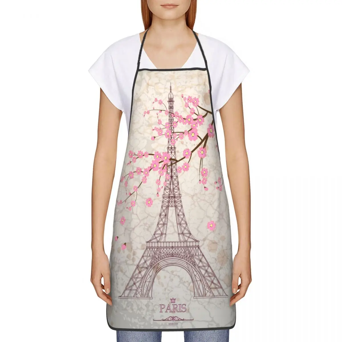 Unisex Vintage Of Eiffel Tower Flower Kitchen Chef Cooking Baking Apron Men Women Tablier Cuisine for Gardening