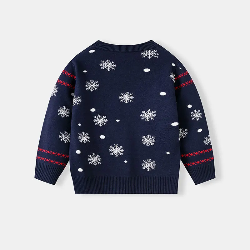 2026 New Autumn and Winter European and American Children's Cartoon Santa Claus Sweater Boys and Girls Baby Bottom Pullover Kni