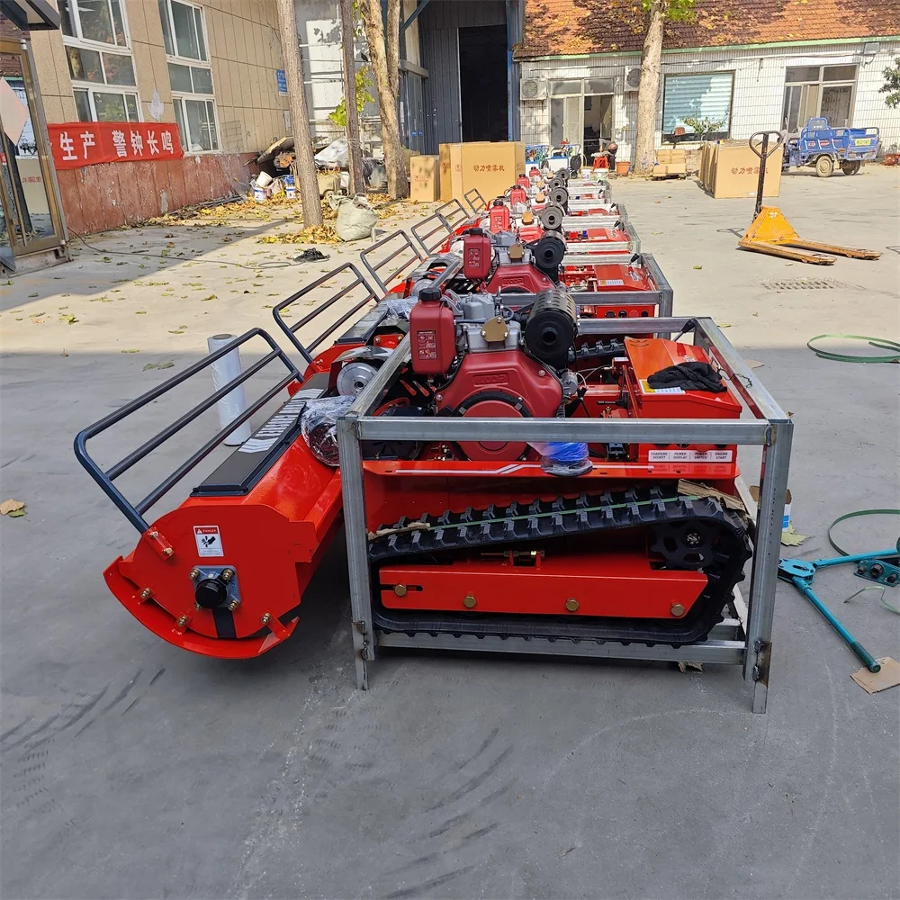Big Power Diesel Engine Small Robot Grass Cutter Cutting Width 80cm 100cm 120cm Remote Control Crawler Lawn Mower Flail Mower