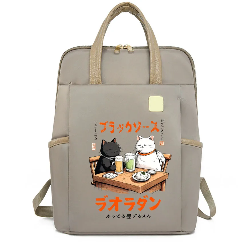

Японский забавный рюкзак для ноутбука с принтом кота, регулируемые плечевые ремни, застежка-молния, многофункциональный школьный рюкзак