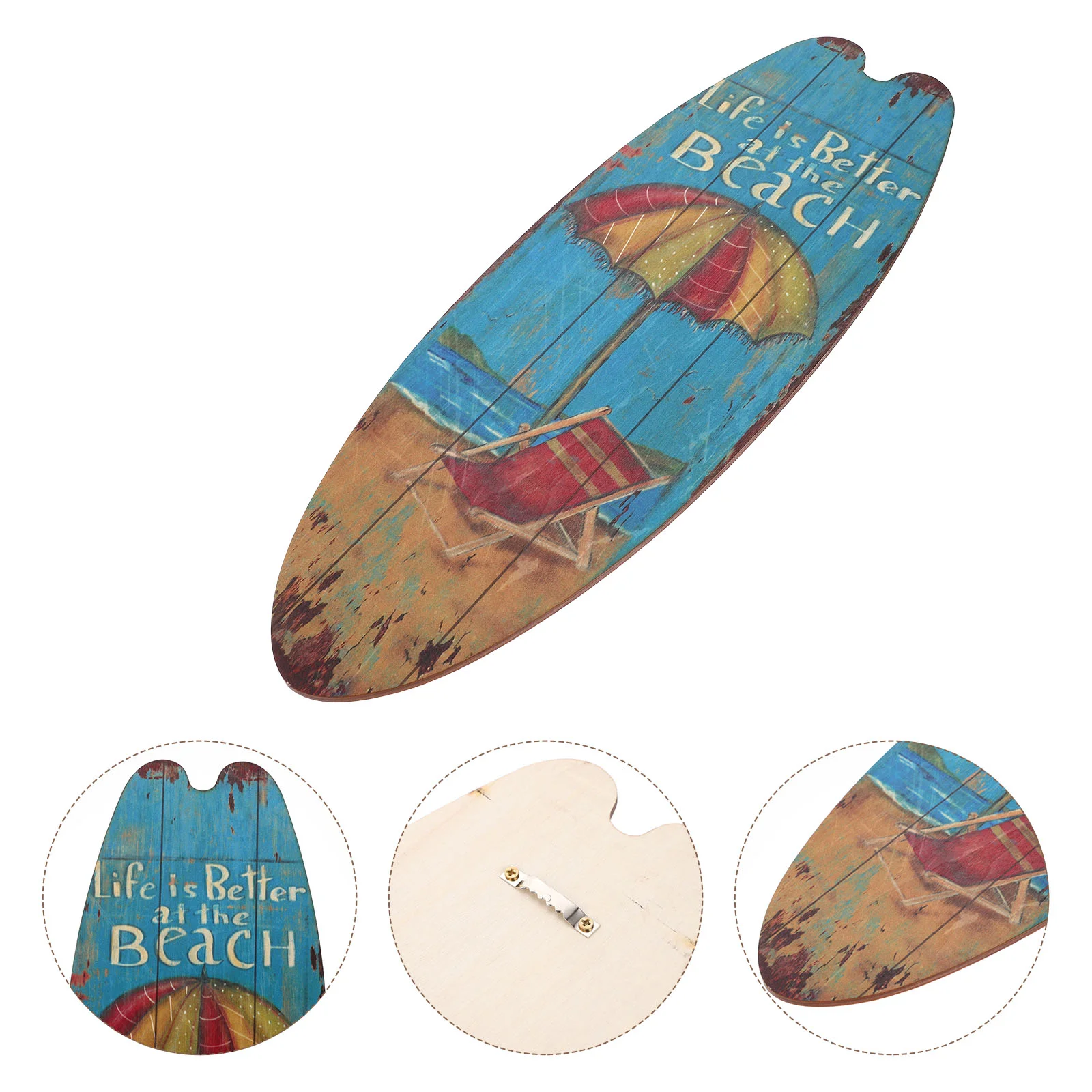 Sign Retro Surfboard Hanging Decoration Plaque Marine Style Wall Wooden Craft Blue Ornament Pool Party