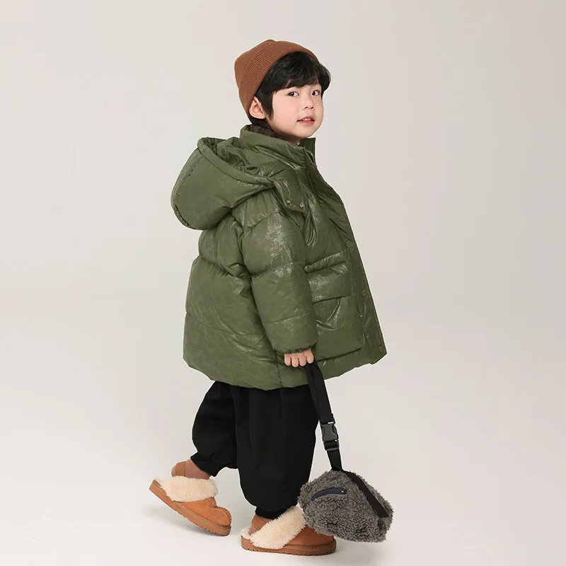 

Winter Kids Baby Boy Down Jacket Hooded Shiny No-rinse Thick Children 1-8Y Boys Down Coat 90% Duck Toddler Boy Outerwear Coat