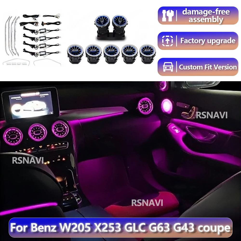 

For Benz C GLC Class W205 C43 C63 X253 2015 - 2023 Ambient Light 3/64 Colors LED Vents Speaker Cover Retrofit Luxury Interior