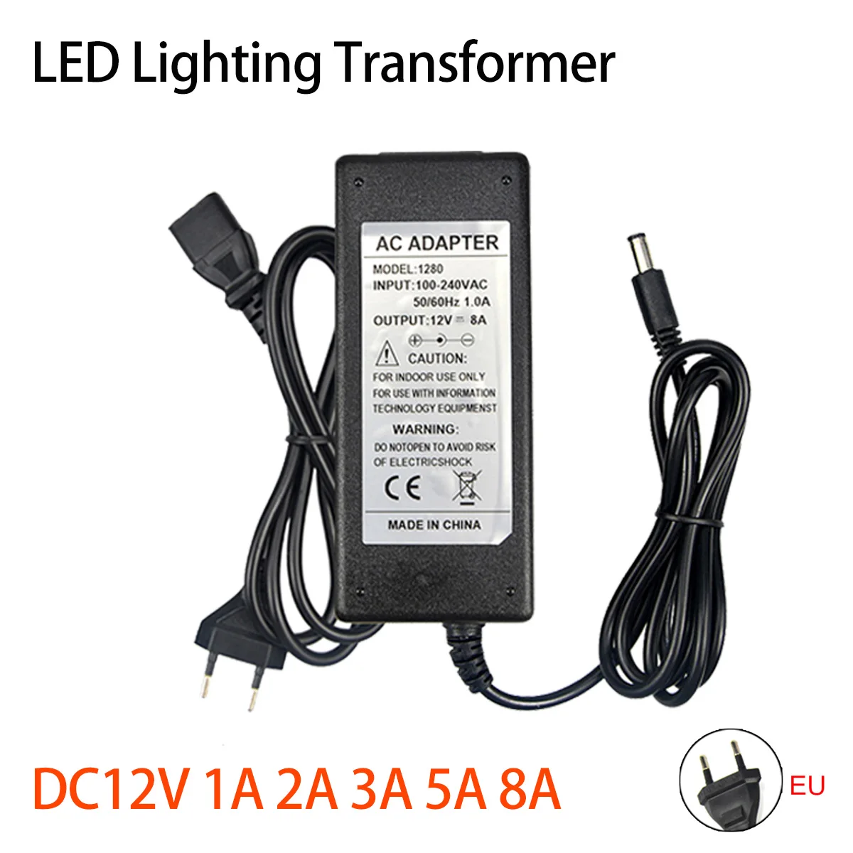 Schaltnetzteil für LED-Netzteile, AC 220 V auf DC 12 V, Transformator, 1 A–8 A, Ladegerät-Adapter, Beleuchtungszubehör für LED-Lampen/LED-Streifen
