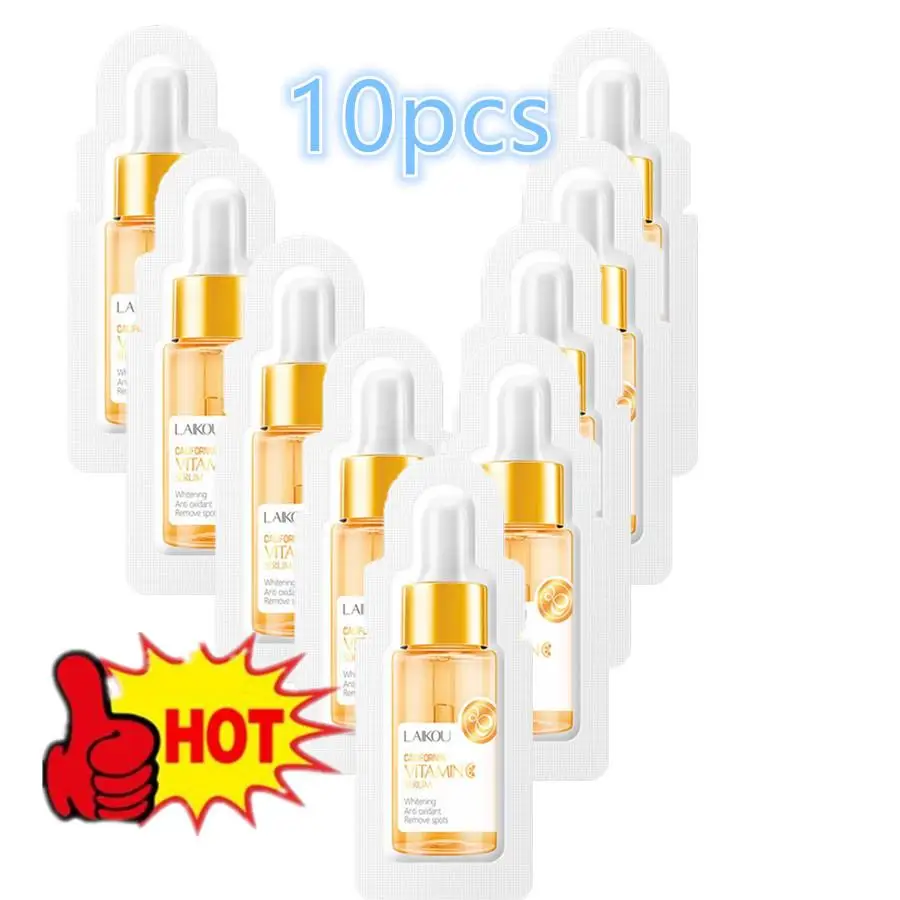 LAIKOU-soro antienvelhecimento do ácido hialurónico, essência de Japão, ouro 24K antienvelhecimento, puro, alvejante, vitamina C, anti-enrugamento, cuidado de cara, 10 PCes