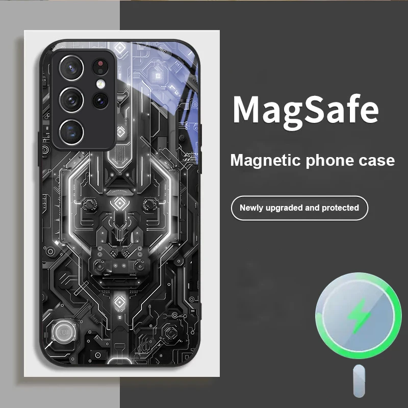 Линии геометрических схем для Samsung S25 8 9 S10 S20 Ultra S21 Pro S22 Plus S23 FE S24 Ultra S25 Edge Magsafe Glass Phone Case