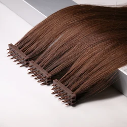 6D-3 Hidden Hair Extensions 52g Real Micro Links Feather Human Hair Dark Brown Color #2 3st Generation 6D Hair Extensions