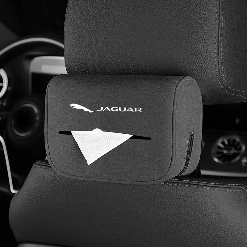 Car Emblem Tissue Bag Seat Back Tissue Storage Box for Jaguar XFL XEL E-PACE F-PACE F-TYPE XJ I-PACE XK XF XE C-X75 X-X16 X-TYPE