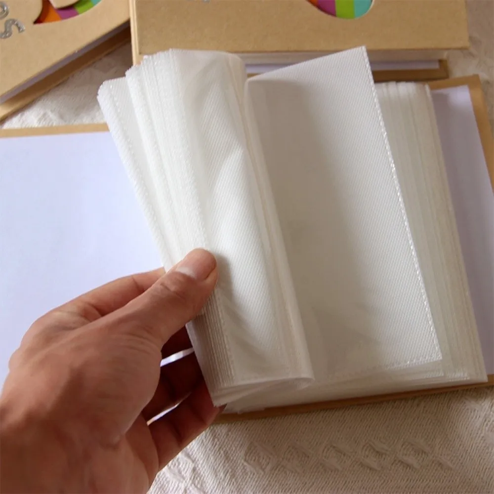 Kraft Album 4x6 Inch 100 Pockets Photo Album Kraft Paper Slip-in Photo Storage Hollow Memory Album Daily Use