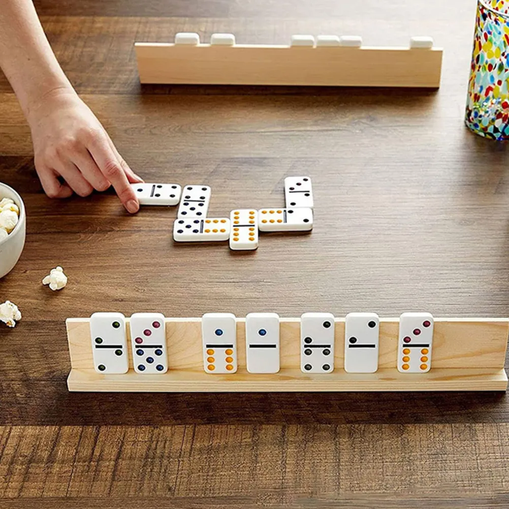 

8Pcs Wooden Domino Base Sturdy Displaying Stand for Party Wedding Decor Multi-Function Wooden Tile Holder Tray Easy Assembly