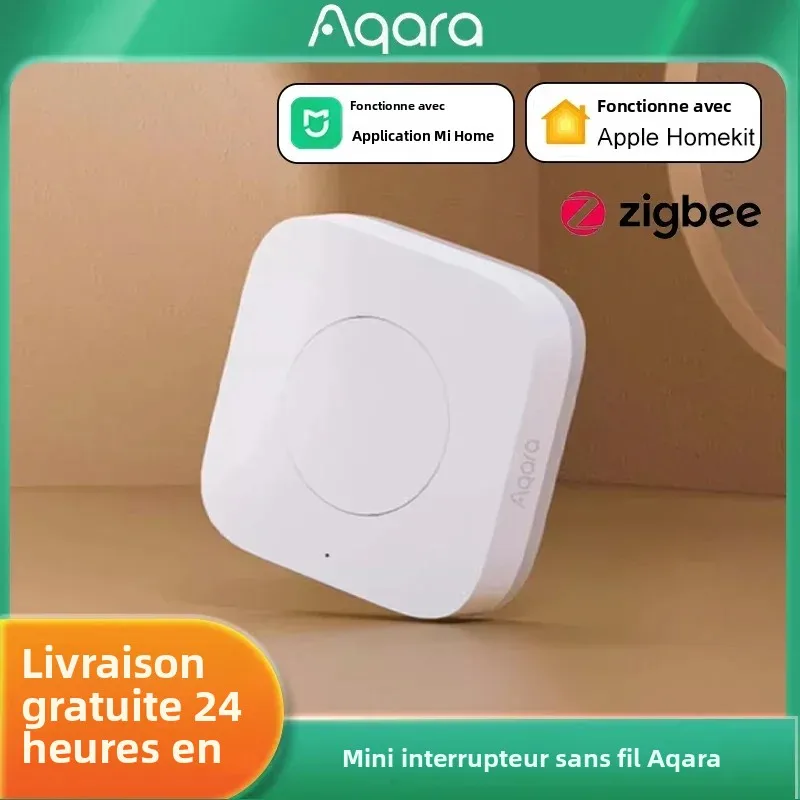 Aqara – Mini interrupteur sans fil, connexion de capteur Zigbee, télécommande intelligente, bouton de commande à une touche, travail de sécurité pour application Mi Home Homekit