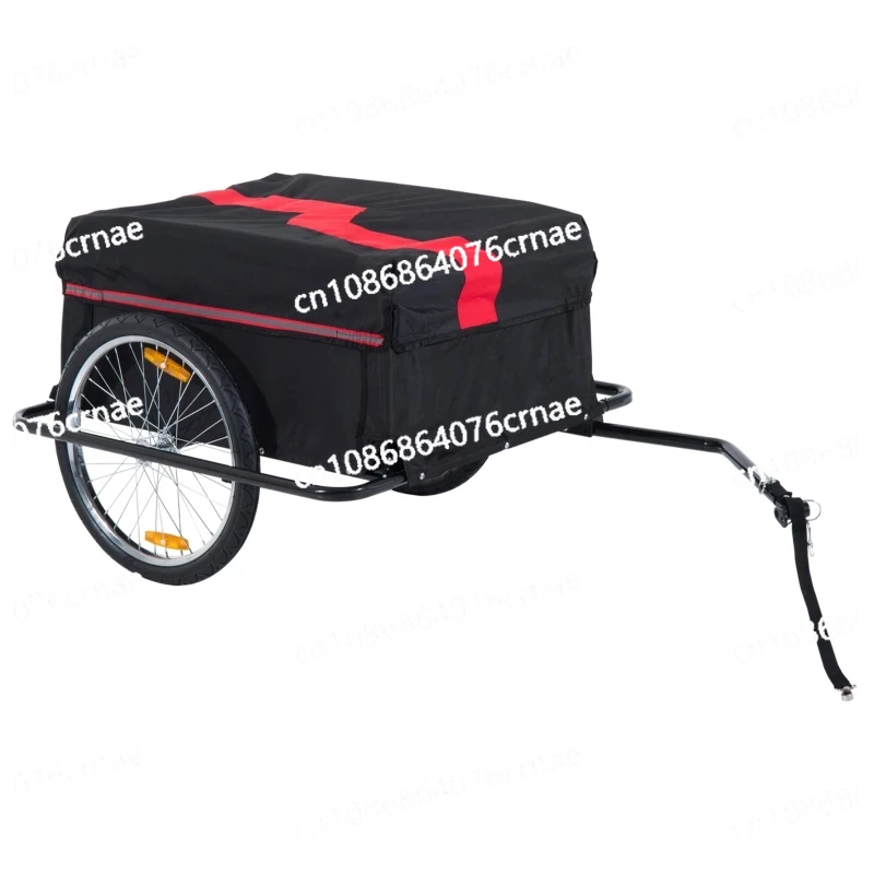 Bicycle Cargo TrailerTwo-Wheel Bike Luggage Wagon Trailer with Removable Cover, Black/Red