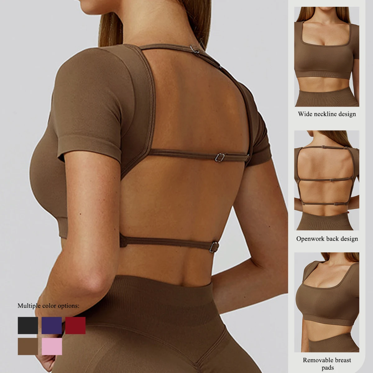 Hearuisavy Sports Top Woman Gym Clothing Seamless Short Sleeves Casual Pilates Fitness Yoga Shirts Breathable Workout Sportswear