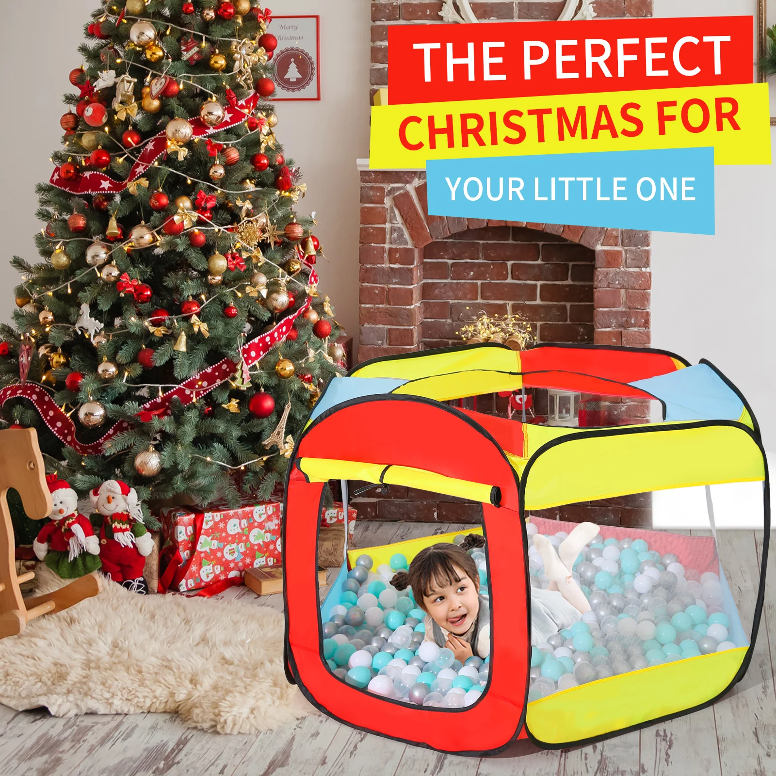 

1pc Kids Tent Large Foldable Indoor & Outdoor Tent With Zipped Bag Kids Playhouse Tent Play Tent (Balls Not Included)