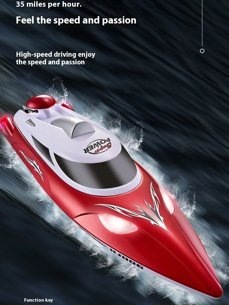 New Hj806 Remote Control Boat With Night Navigation Lights Capsize Reset High-Speed Water Speedboat Model Boys' Toy Gift