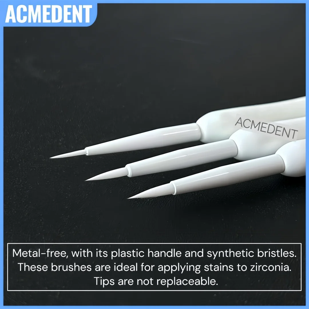Dental Zirconia Stain Brush #1/2/3 Metal-Free Staining Brush Lab Brushes For Pre-Sintering Zirconia Crown Bridge Veneer Fits MPF