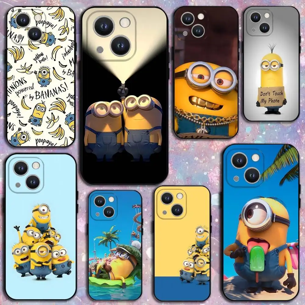 

Cartoon M-M-Minions Phone Case For iPhone 16,15,14,13,12,11 Plus,Pro Max,XS,X,XR,SE,Mini,8,7,Soft Silicone Black Cover