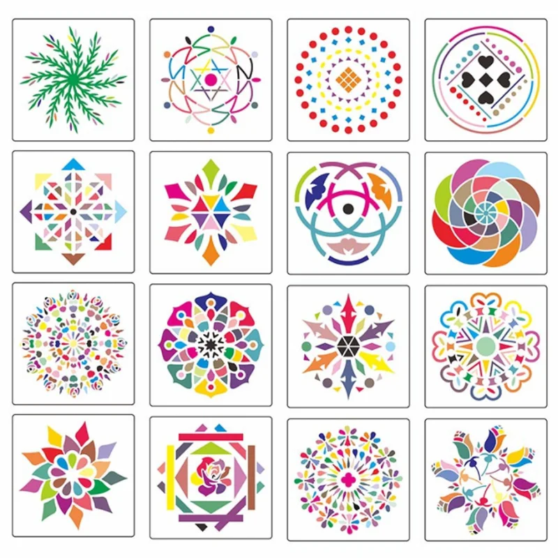 

16pcs Mandala Flower DIY Layering Stencil Wall Painting Scrapbooking Coloring Embossing Album Decorative Paper Card Template