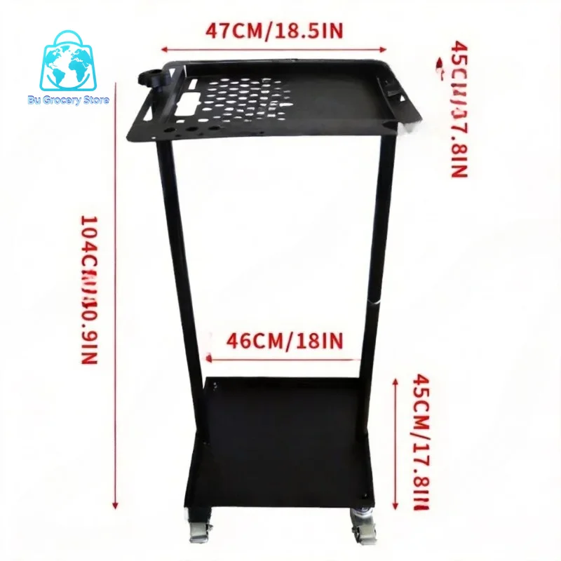 2-Layer Multifunctional Car Dent Repair And Wash Tool Trolley Wheeled Beauty Workshop Storage Cart for Auto Maintenance