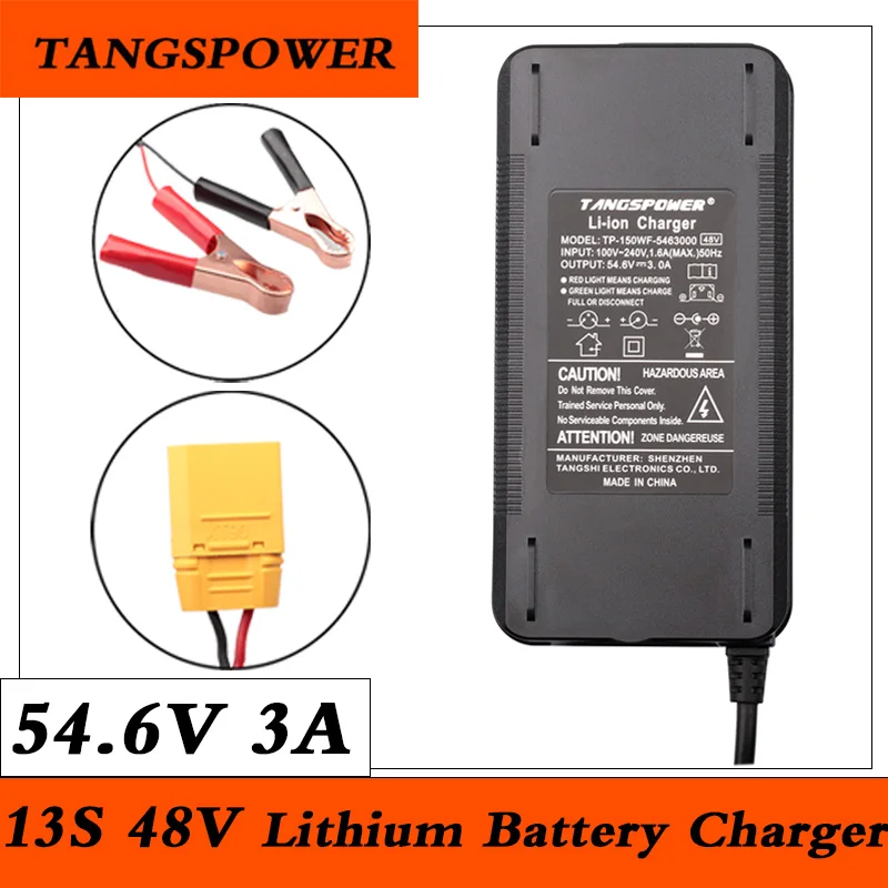 54.6V 3A Lithium Battery Charge For 13S 48V Li-ion Battery Pack Charger Fast Charging Efficient Current Transfer