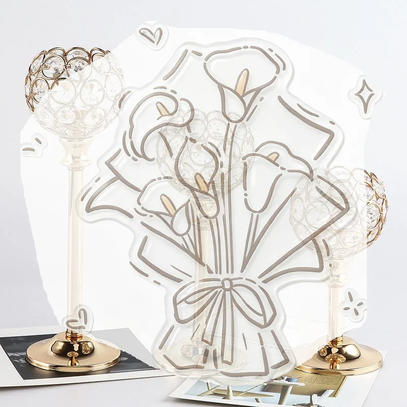 1Pcs Gold Silver Metal Glass Candle Holder Tealight Candlestick Wedding Table Centerpiece Decor