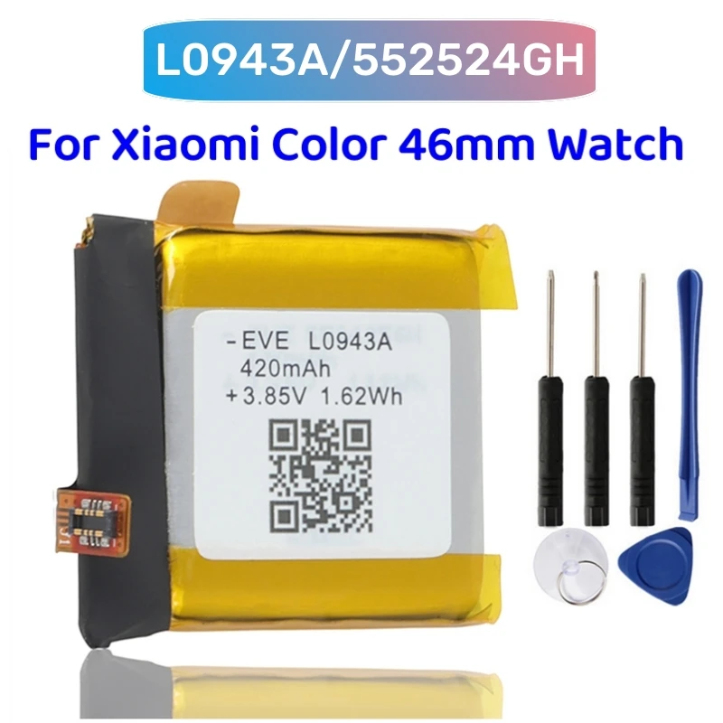 Battery EVE L0943A 46mm 552425GH Battery For Xiaomi EVE L0943A 420mAh Watch Battery + Free Tools