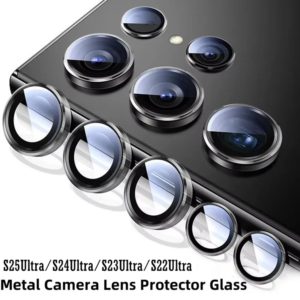 5Pcs/1Set Metallic Luster Lens Protector Cover For Samsung Galaxy S25 Ultra S24 S23 S22 Ultra Full Protection Camera Cap