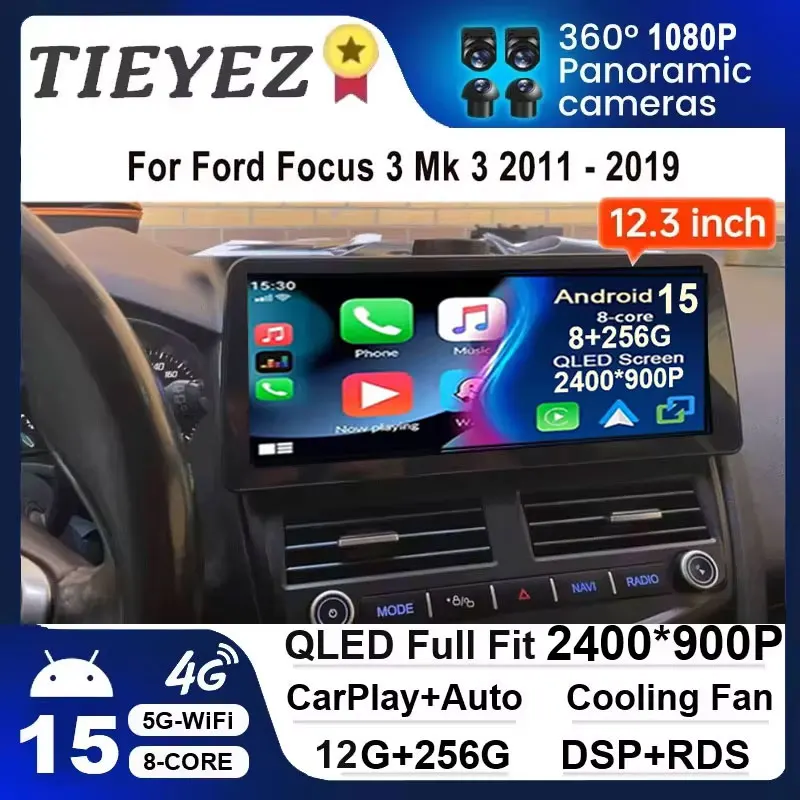 12.3 inch Car Radio android For Ford Focus 3 Mk 3 2011 - 2019 auto Multimedia player Video Player GPS wireless android Carplay
