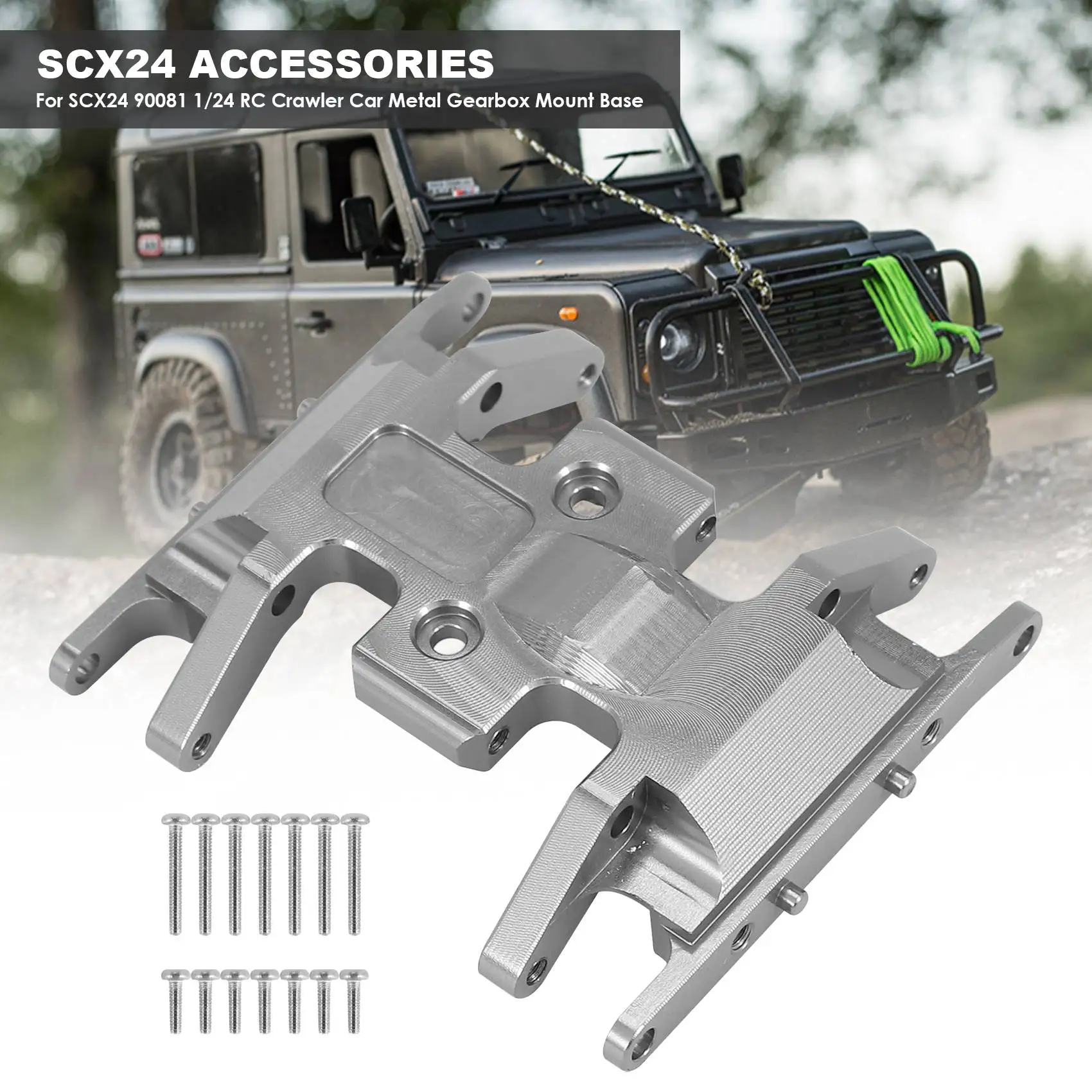 for Axial SCX24 90081 1/24 RC Crawler Car Metal Gearbox Mount Base Transmission Holder Skid Plate Upgrade Parts,Silver