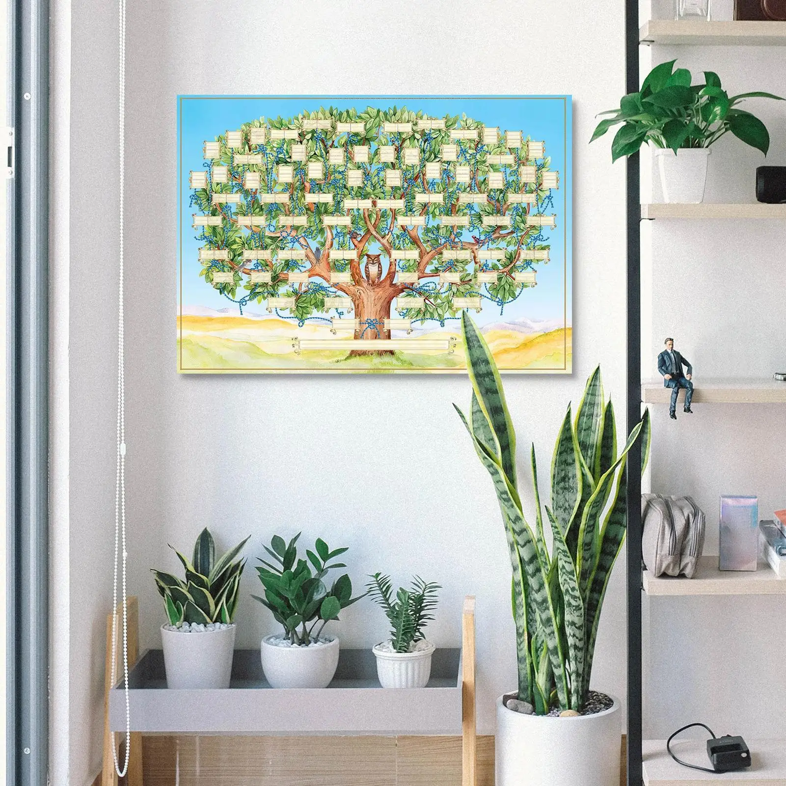 60x40cm Fillable Family Tree Chart 6 Generation Canvas Wall Art Ancestry Family Tree Hanging Wall Decals Home Decoration