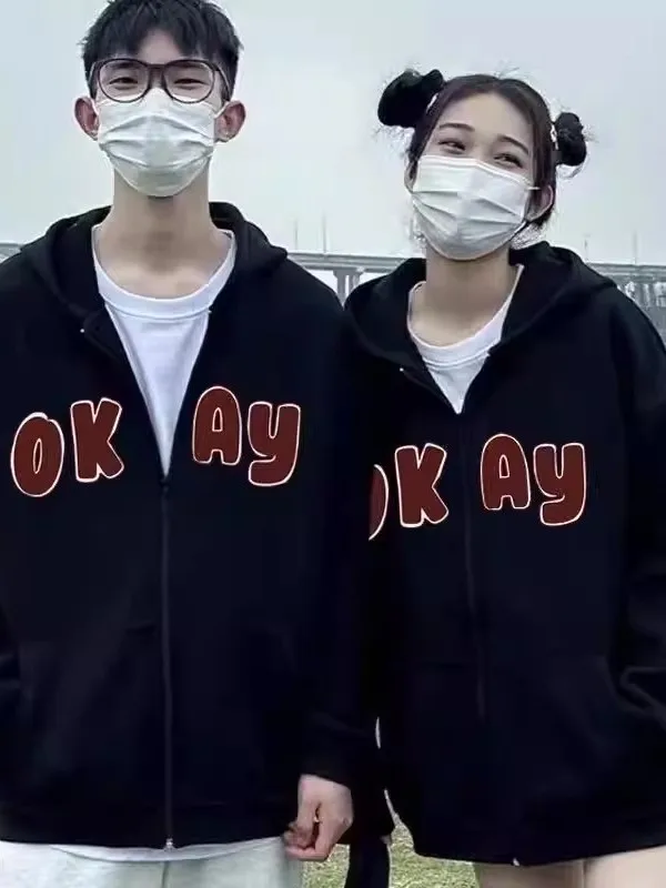 

Кардиган-свитшот на молнии в американском стиле, очень большой размер, 300 Pou, весна-осень, модный, для пар, универсальная верхняя одежда