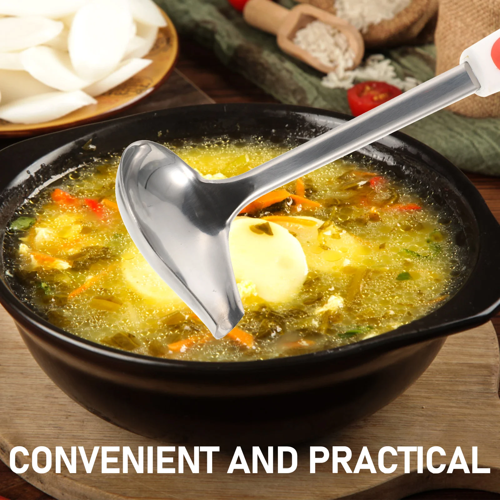 

Противоскользящий угловой половник для соуса, суповая ложка из нержавеющей стали для соуса, сервировки масла, шведского стола, ресторана, кухонный инструмент