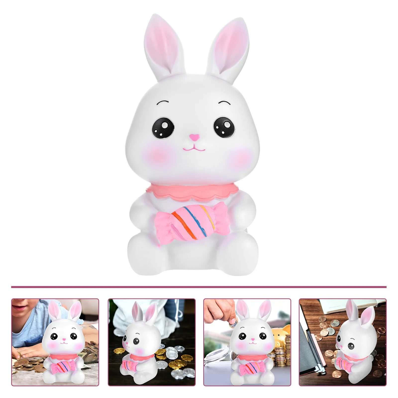 Joli pot de pièces de monnaie en forme de lapin, boîte d'économie d'argent pour enfants, Pot de bureau éducatif, Design Animal mignon, décoration de la maison, banque de pièces pour chambre d'enfant