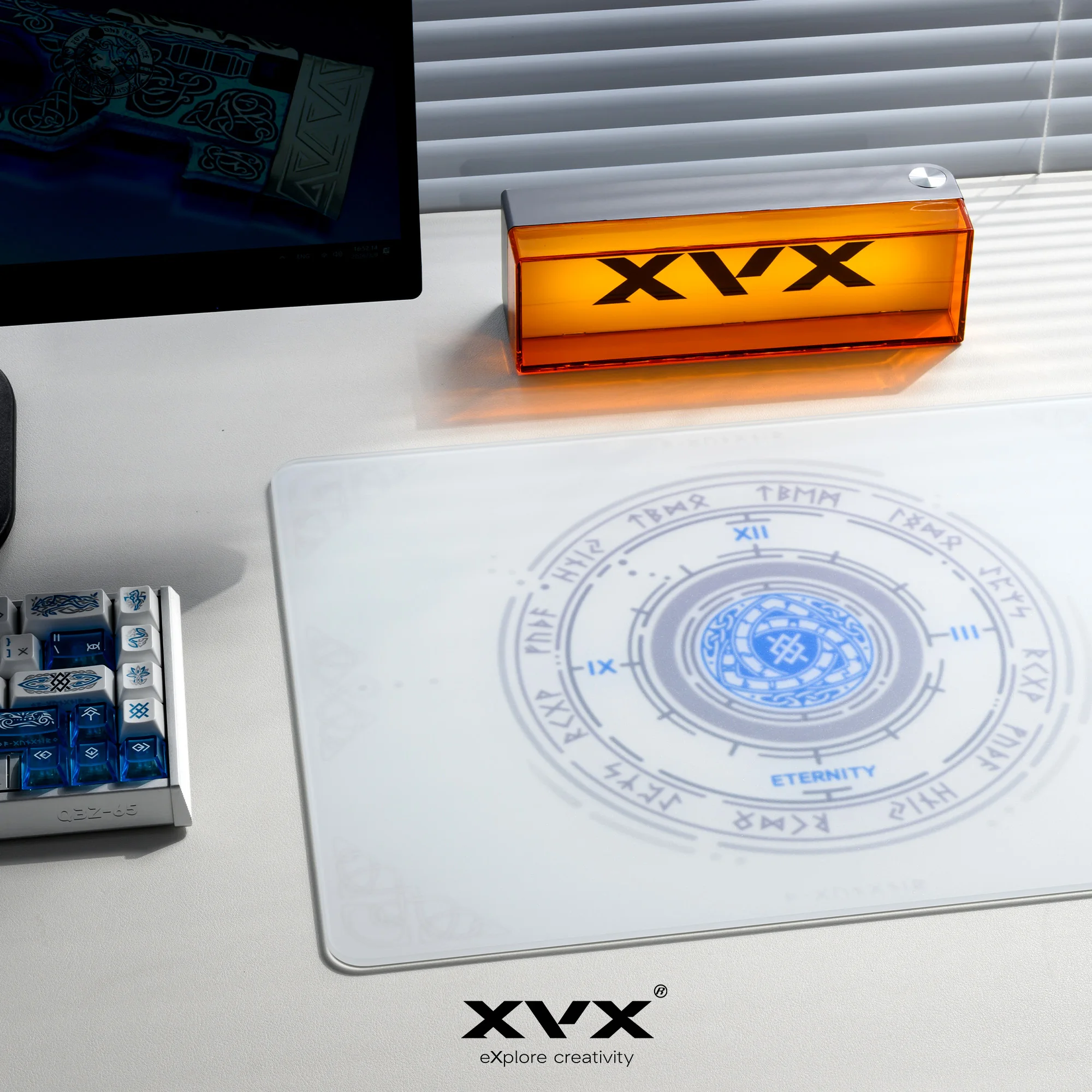 XVX Eternity Glass Mouse Pad Hard Mousepad for Gaming Ultra-Smooth Micro-Etched Surface with Non-Slip Rubber Base