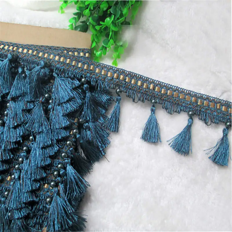 

12 Yards Curtain Tassel Fringe Edging Lace Trim Bead DIY Sewing Crafts Curtains Cushions Furnishings Upholstery Decor