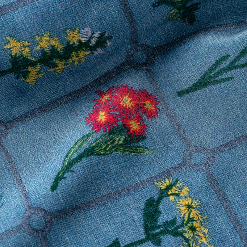 เดรสผ้าไหมมัลเบอร์รี่แท้ 100% สำหรับผู้หญิง สไตล์โบฮีเมียน ลายดอกไม้ พร้อมเข็มขัดรัดเอว คอทรงกลม แขนพอง ทรงยาว รุ่น M1410 สำหรับฤดูร้อน